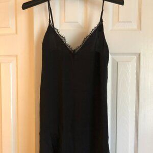 Mini black lace slip dress